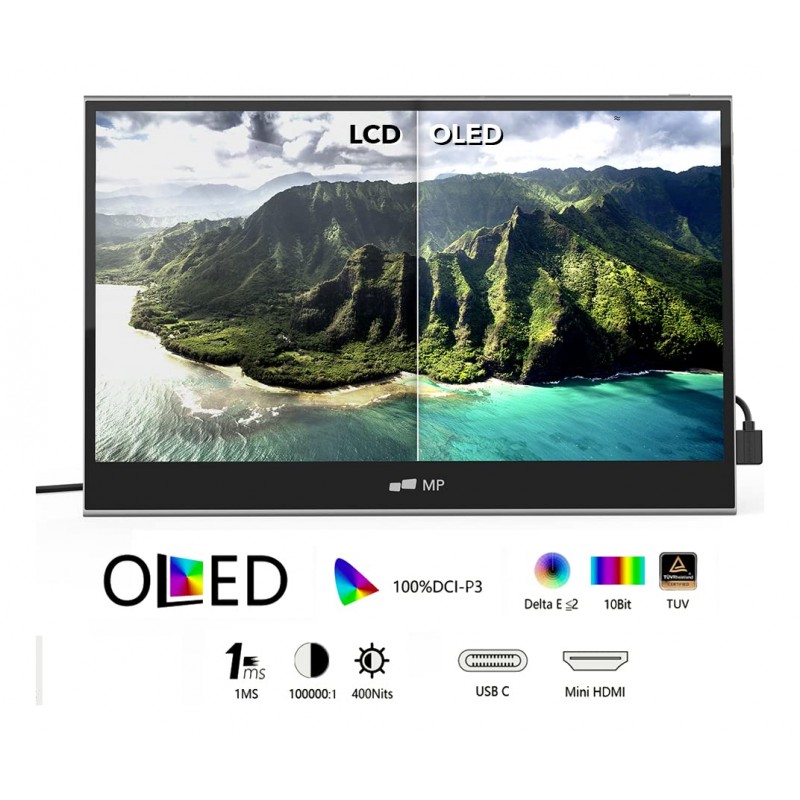 ACCESORIOS BYH MONITOR PORTATIL PARA NOTEBOOK GLANCE PRO OLED 15.6