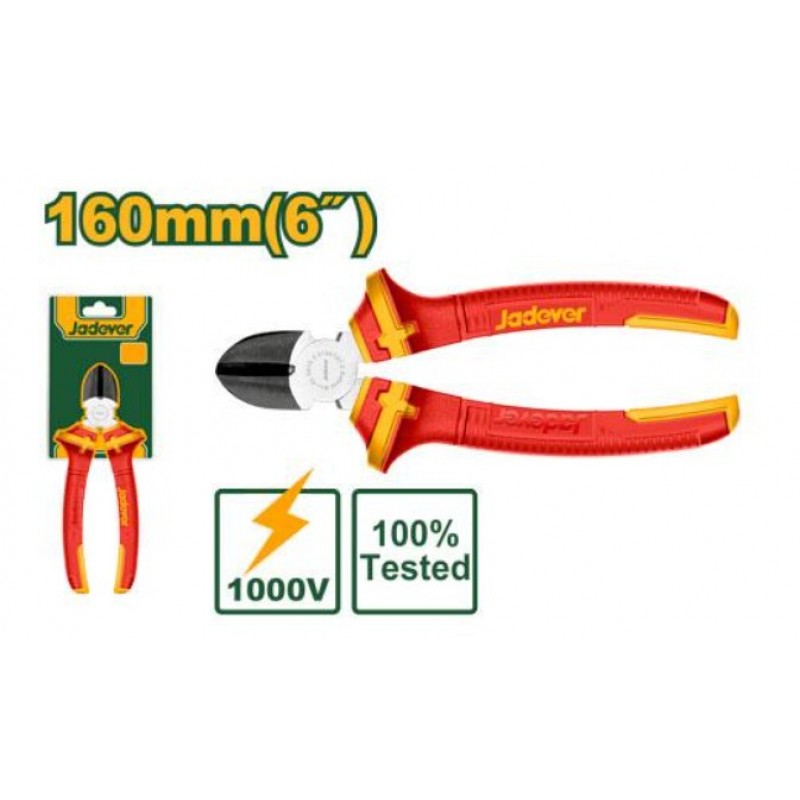 ALICATE DE CORTE DIAGONAL AISLADO: 160MM 6 MAX TENSIÓN 1000V MANGO AISLADO