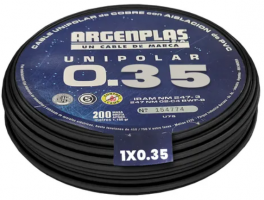 CABLE 1X0.35MM ARGENPLAS X200MTS NEGRO