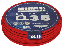 CABLE 1X0.35MM ARGENPLAS X200MTS ROJO