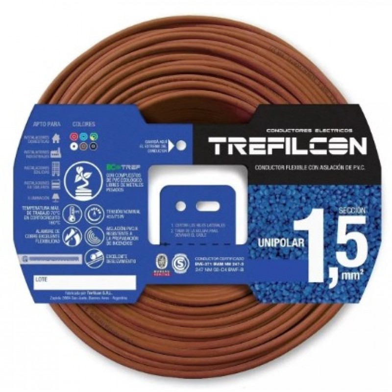 CABLE 1X1,5 MM TREF X 100MTS MARRON 154