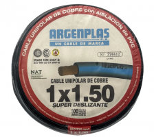 CABLE 1X1.5 MM ARGENPLAS X 100MTS NEGRO