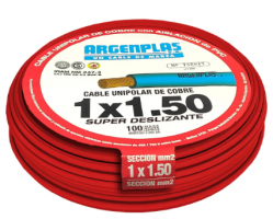 CABLE 1X1.5 MM ARGENPLAS X 100MTS ROJO