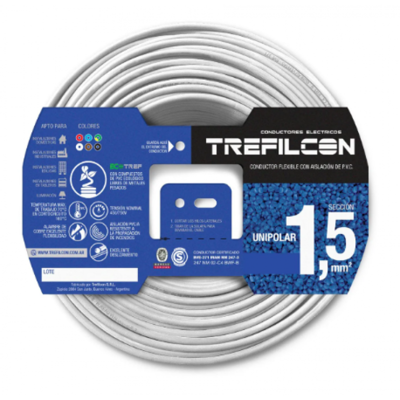 CABLE 1X1.5MM BLANCO x100MTS – TREFILCON