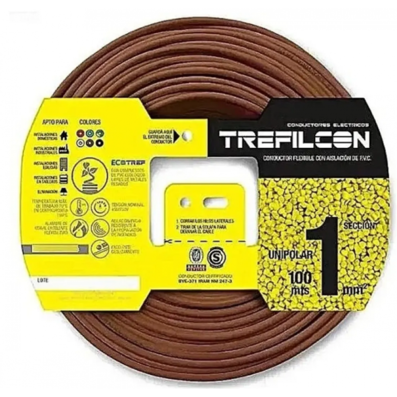 CABLE 1X1MM TREF X 100MTS MARRON