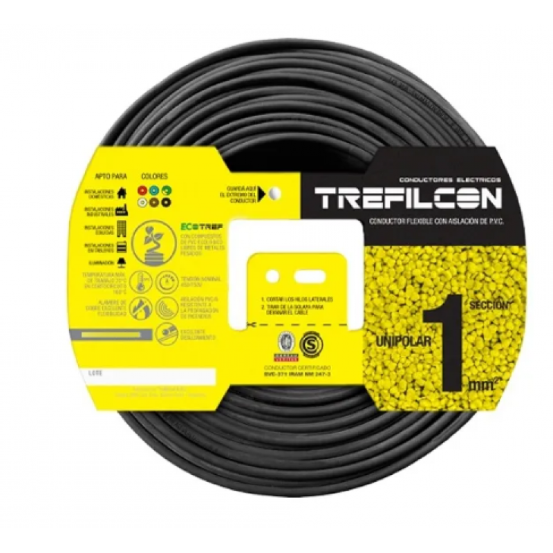 CABLE 1X1MM TREF X100MTS NEGRO