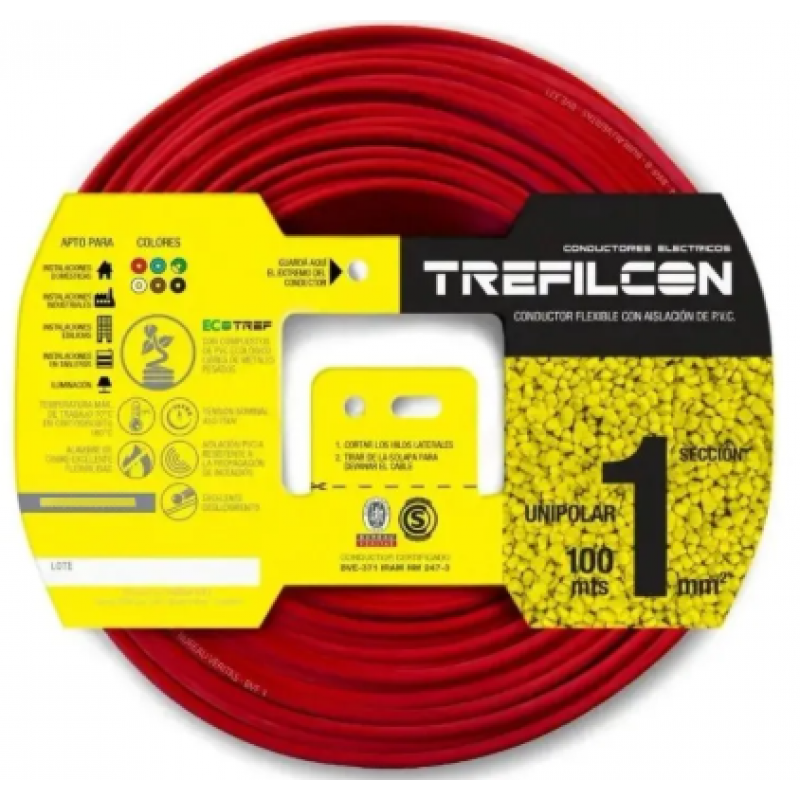 CABLE 1X1MM TREF X100MTS ROJO