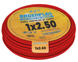 CABLE 1X2.5 MM ARGENPLAS X 100MTS ROJO