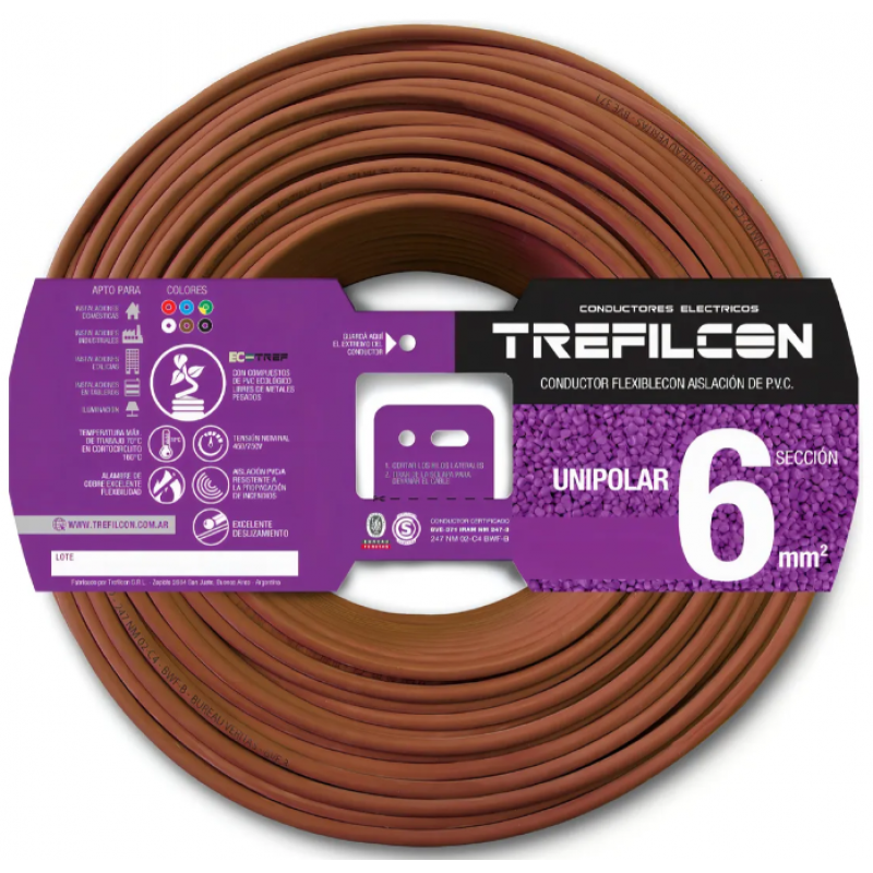 CABLE 1X6,00 MM TREF X 100 M MARRÓN