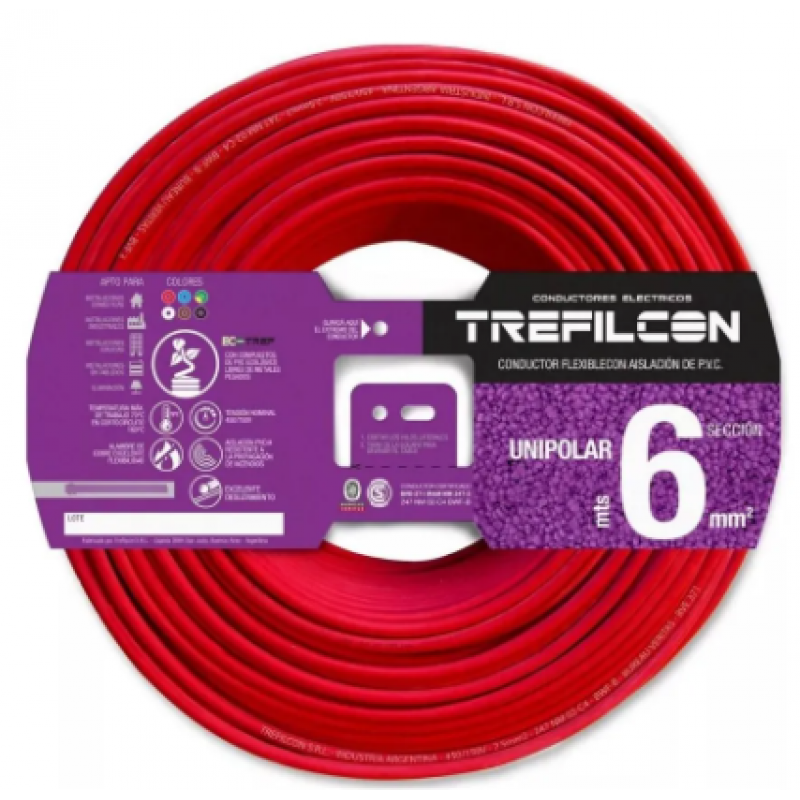 CABLE 1X6,00 MM TREF X 100 M ROJO