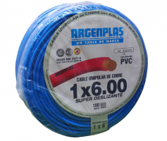 CABLE 1X6 MM ARGENPLAS X 100MTS CELESTE