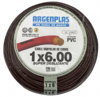 CABLE 1X6 MM ARGENPLAS X 100MTS MARRON