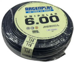 CABLE 1X6 MM ARGENPLAS X 100MTS NEGRO