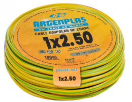 CABLE UNIPOLAR 2.5MM VERDE AMARILLO X1MT - ARGENPLAS
