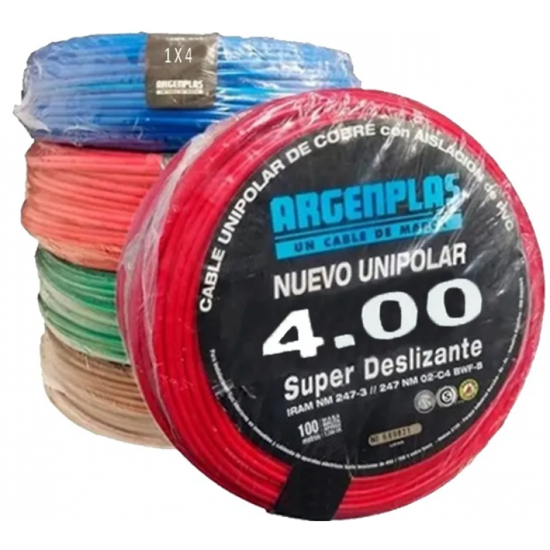 CABLE UNIPOLAR 4MM ROJO X1MT – ARGENPLAS