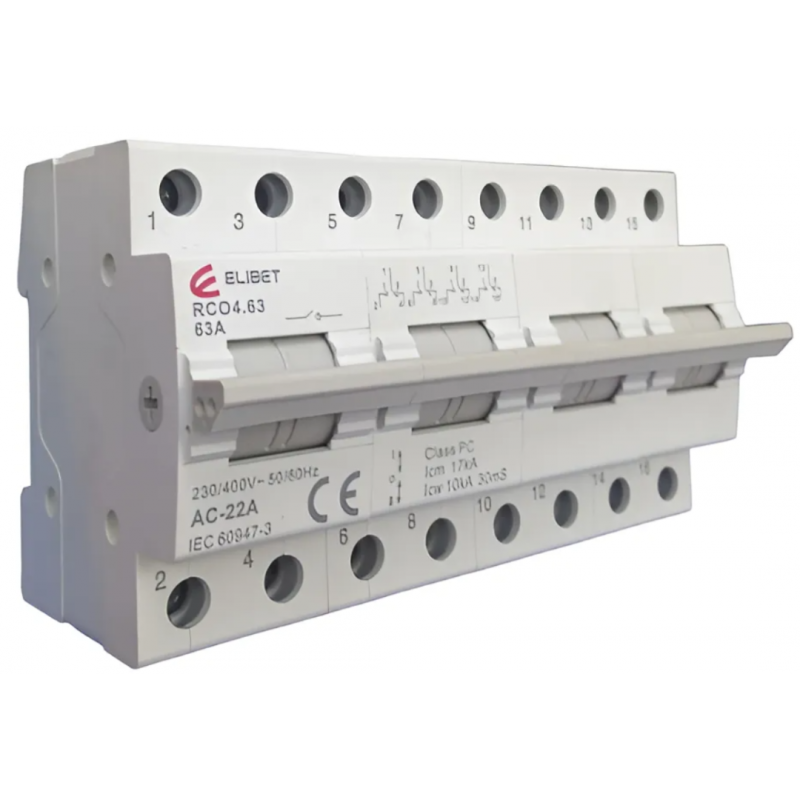 CONMUTADOR DIN 63A CUATRO POLOS 2 VIAS