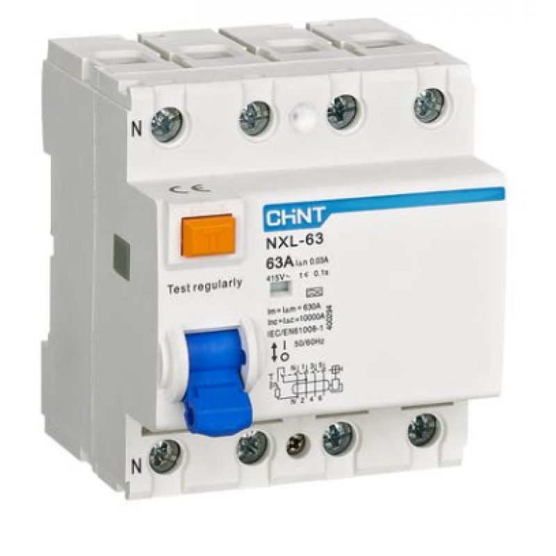 DISYUNTOR TETRAPOLAR CHINT NXL – 40A – 30mA – Clase AC – 6kA