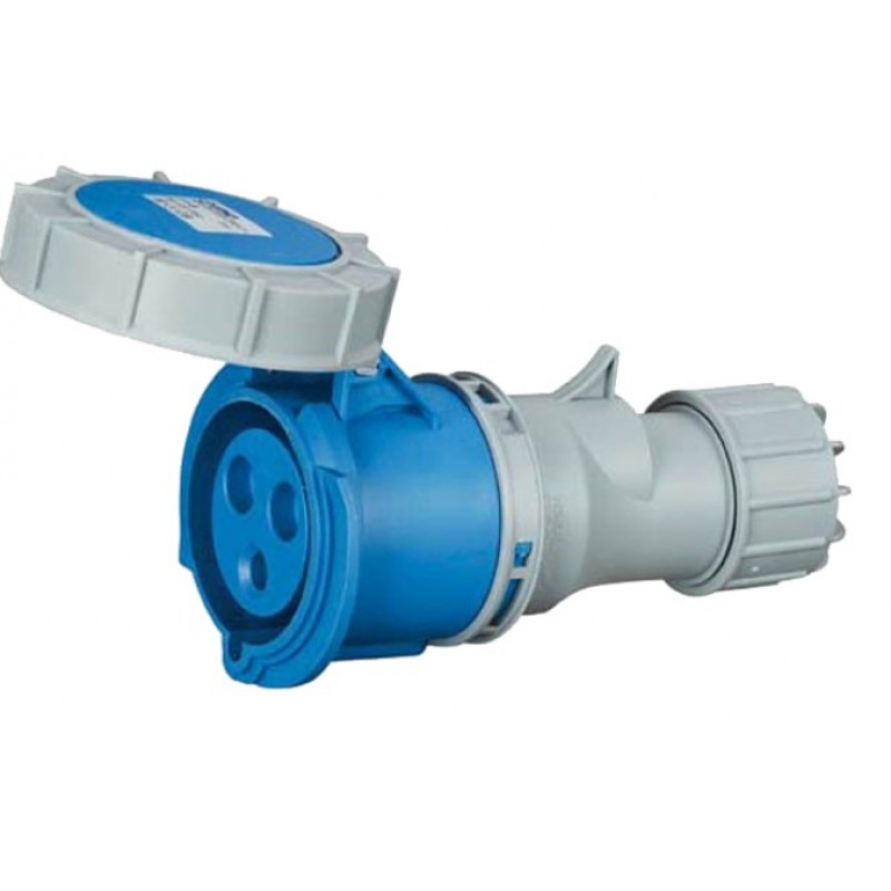 FICHA INDUSTRIAL MOVIL 1P+N+T, 6H, 16A, 220V, IP67, AZUL, INTECK