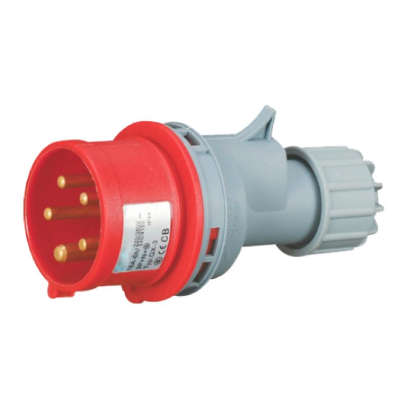 FICHA MOVIL 3P+N+T, 6H, 16A, 380V, IP44, ROJO, INTECK