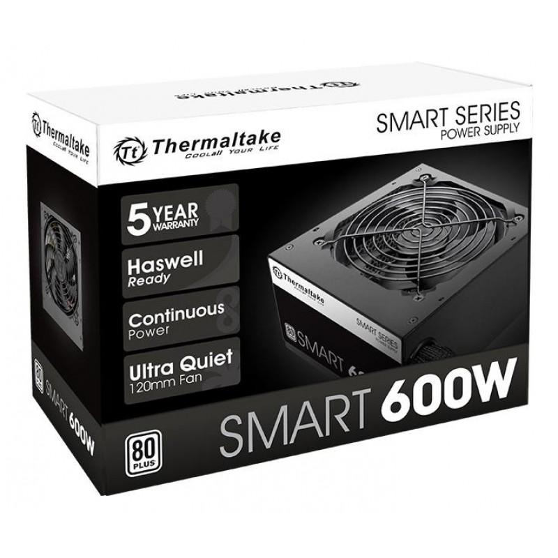 FUENTE GAMER THERMALTAKE SMART 600W AG80 PLUS WHITE
