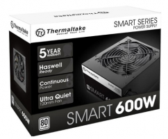 FUENTE GAMER THERMALTAKE SMART 600W NON MODULAR AG80 PLUS WHITE