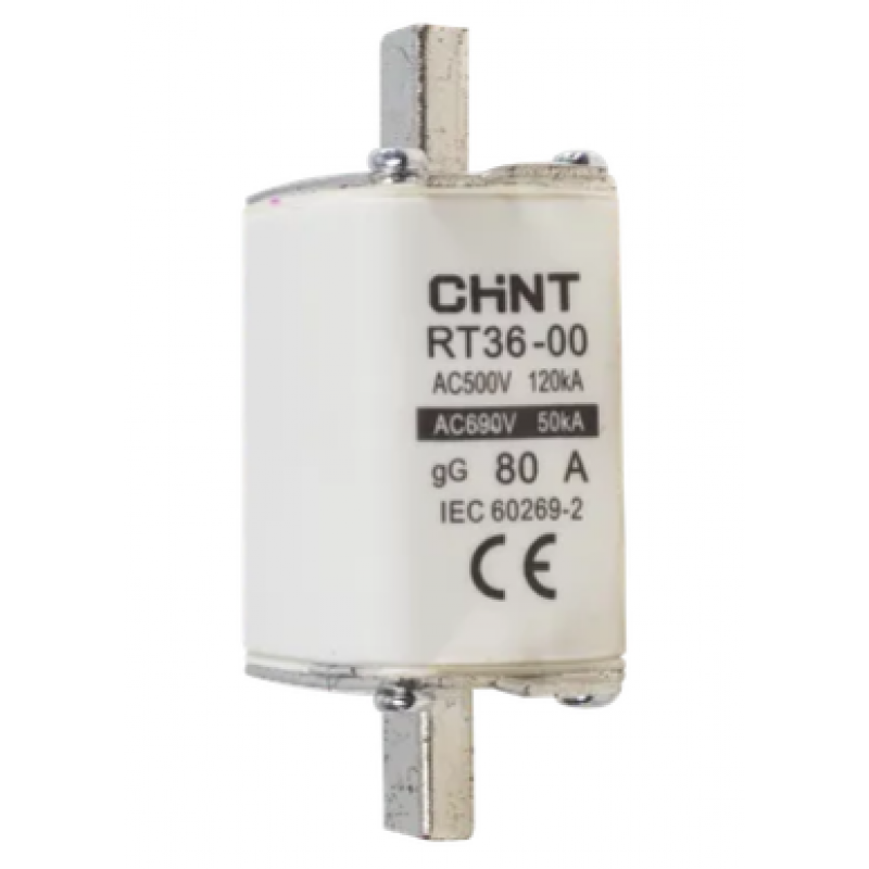 FUSIBLE TIPO NH – Tamaño: 00 – In: 80A gG – Icc: 120kA @ 500VCA, 100kA @ 250VCC