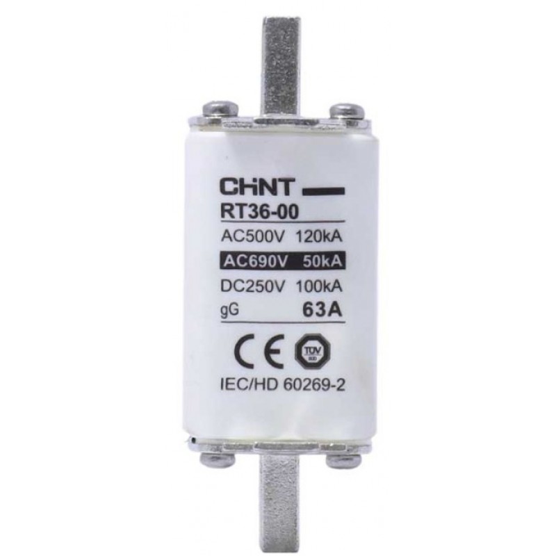 FUSIBLE TIPO NH TAMAÑO 00 IN63A gG ICC 120KA @500VCA 100KA @250VCC