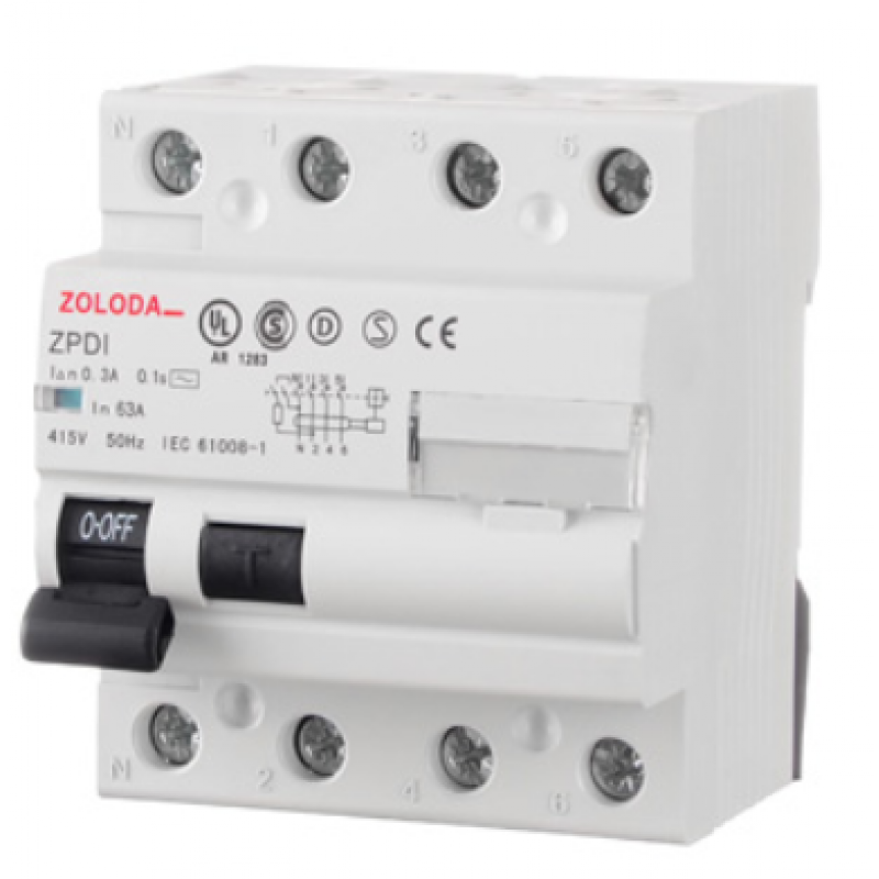 Interruptor diferencial tetrapolar 63A (30 mA) Inc=10000A DACI463030