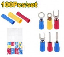 KIT DE TERMINALES PREAISLADOS DE 100 PIEZAS - PVC + LATÓN + ALUMINIO - BV5.5, 2, 1.25 + RV2-5S, 2-6, 5.5-3.5 + SV1.25-4, 2-4 + PTV1.25-12, 2-13