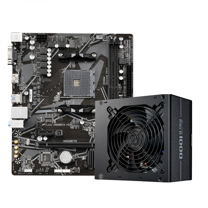 KIT GIGABYTE A520M K V2 + COOLER MASTER ELITE GOLD 1000W FM (Full Modular)