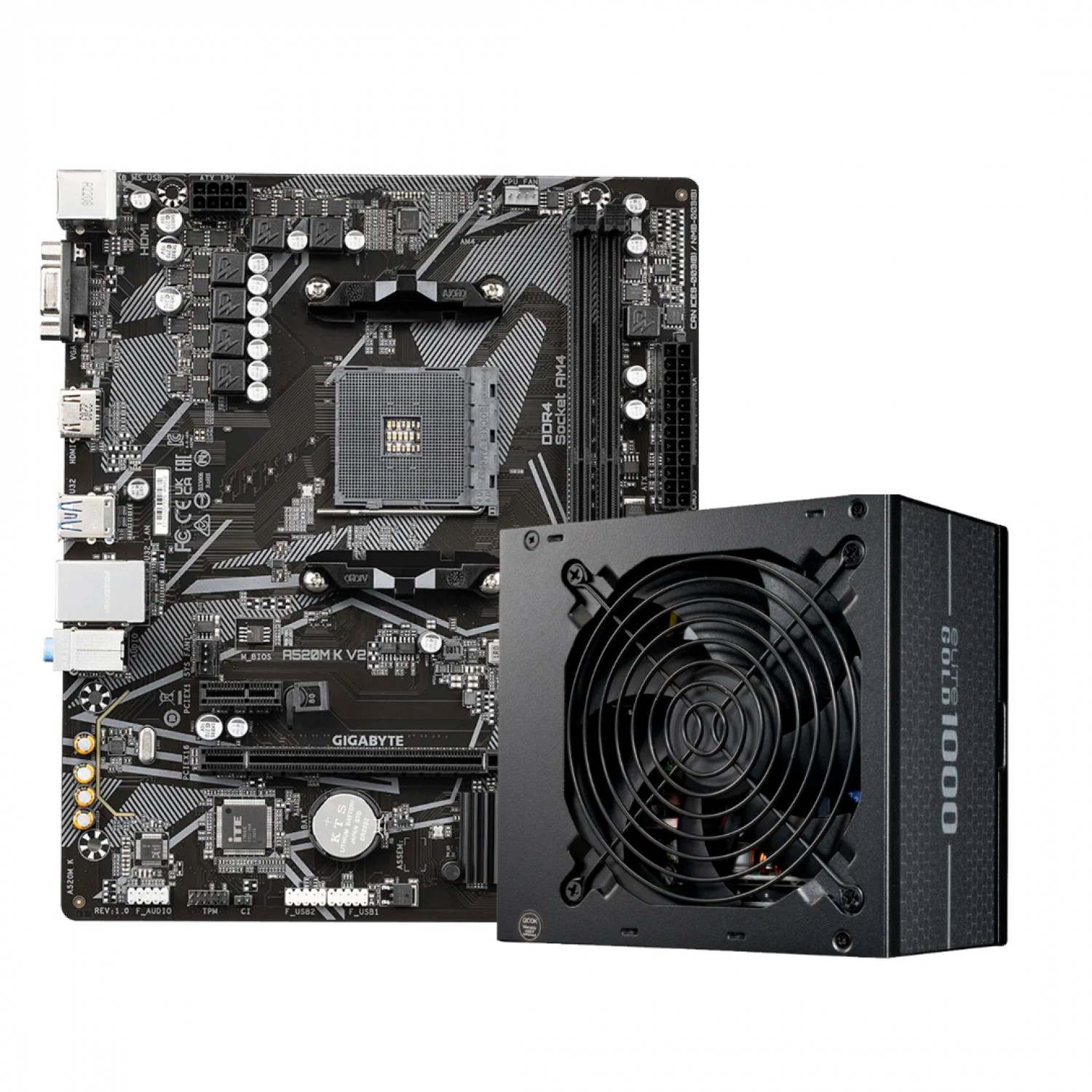 KIT GIGABYTE A520M K V2 + COOLER MASTER ELITE GOLD 1000W FM (FULL MODULAR)