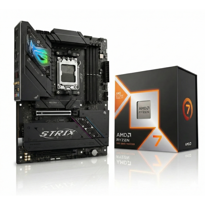 KIT PROCESADOR AMD (AM5) RYZEN 7 9800X3D + MOTHER ASUS (AM5) ROG STRIX B850-F GAMING WIFI