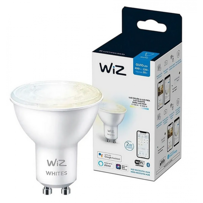 LAMPARA WIZ Wi-FI BLE TW/4.7W GU10 GLASS 220V 6/1PF