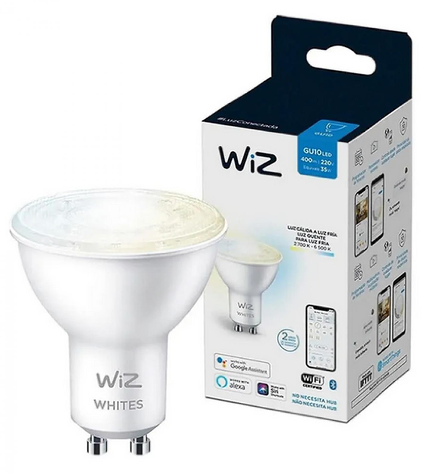Lampara Wiz Wi-fi Ble Tw/4.7w Gu10 Glass 220v 6/1pf