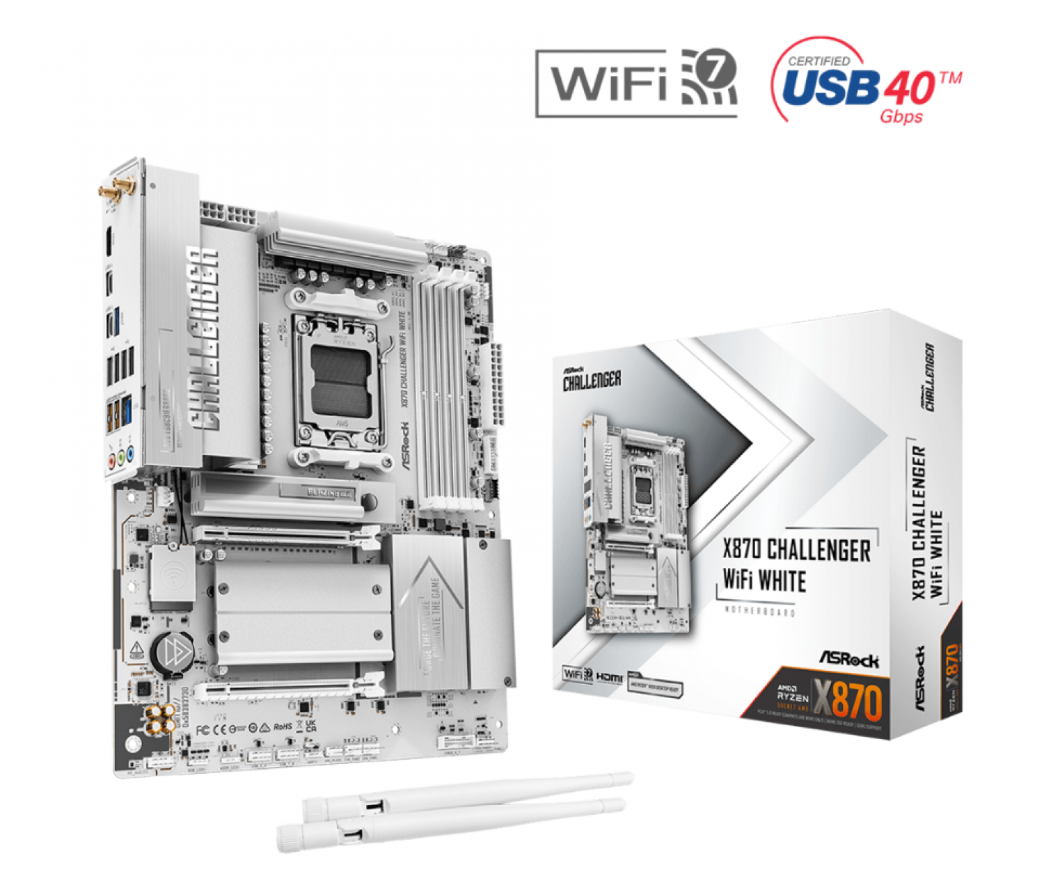 MOTHER ASROCK (AM5) X870 CHALLENGER WIFI WHITE