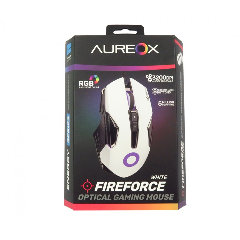 MOUSE AUREOX FIREFORCE WHITE GAMING GM200W