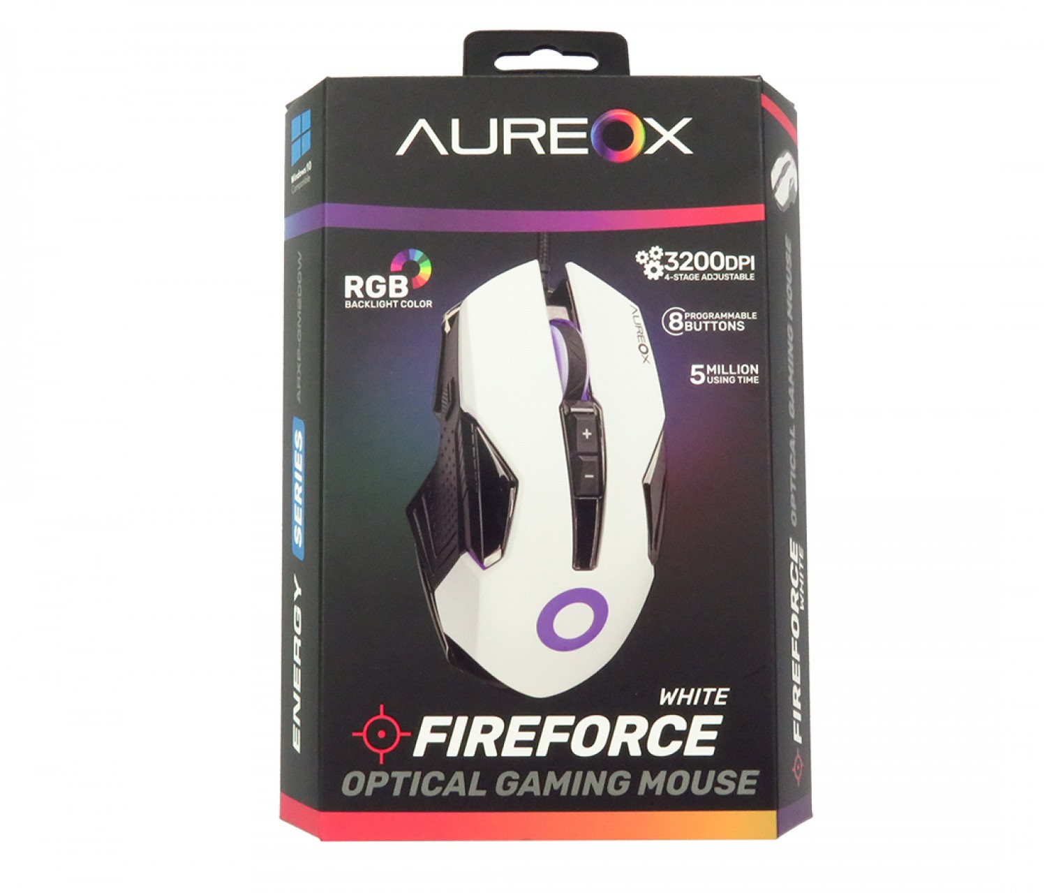 MOUSE AUREOX FIREFORCE WHITE GAMING GM200W
