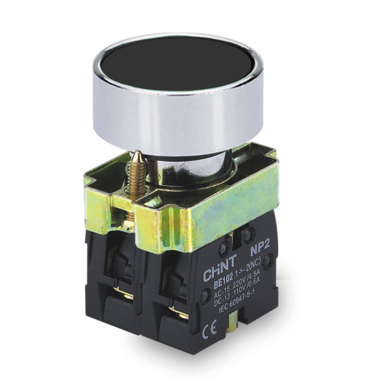 NP2-BA21 PULSADOR DE CUERPO METALICO DE 22MM NEGRO CON CONTACTO NA