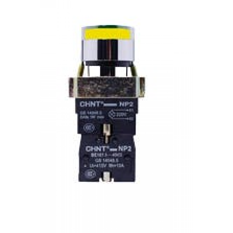 NP2-BW3561 24V LED AMARILLO PULSADOR LUMINOSO DE CUERPO METALICO DE 22 MM AMARILLO CON LED 24V Y CONTACTO NA