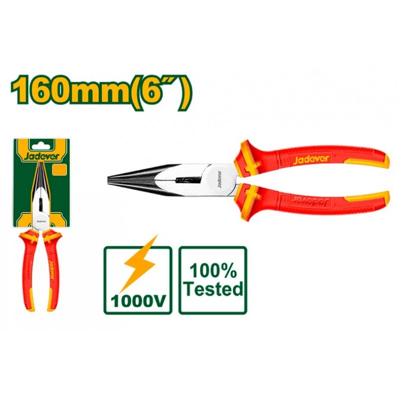 PINZA AISLADA DE PUNTA LARGA: 160MM 6 MAX TENSIÓN 1000V MANGO AISLADO