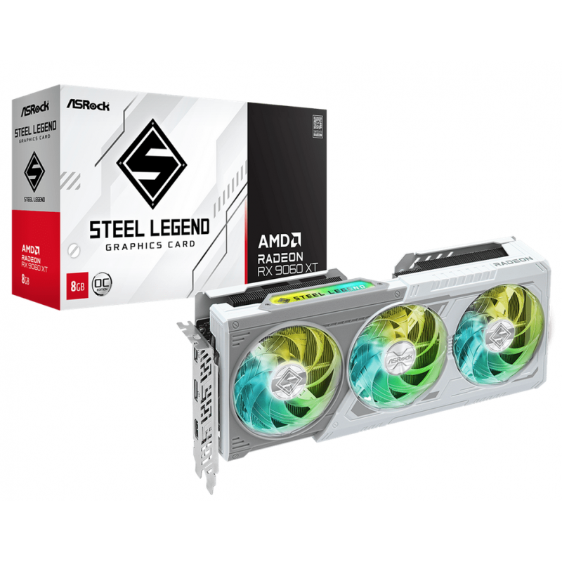 PLACA DE VIDEO ASROCK RX 9060XT 8GB OC STEEL LEGEND WHITE