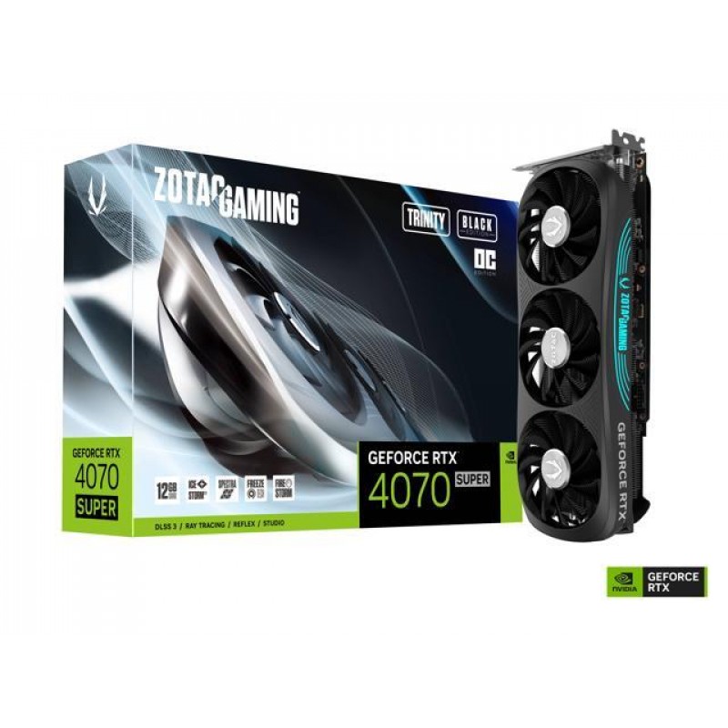 PLACA DE VIDEO ZOTAC RTX 4070 SUPER 12GB TRINITY OC BLACK EDT