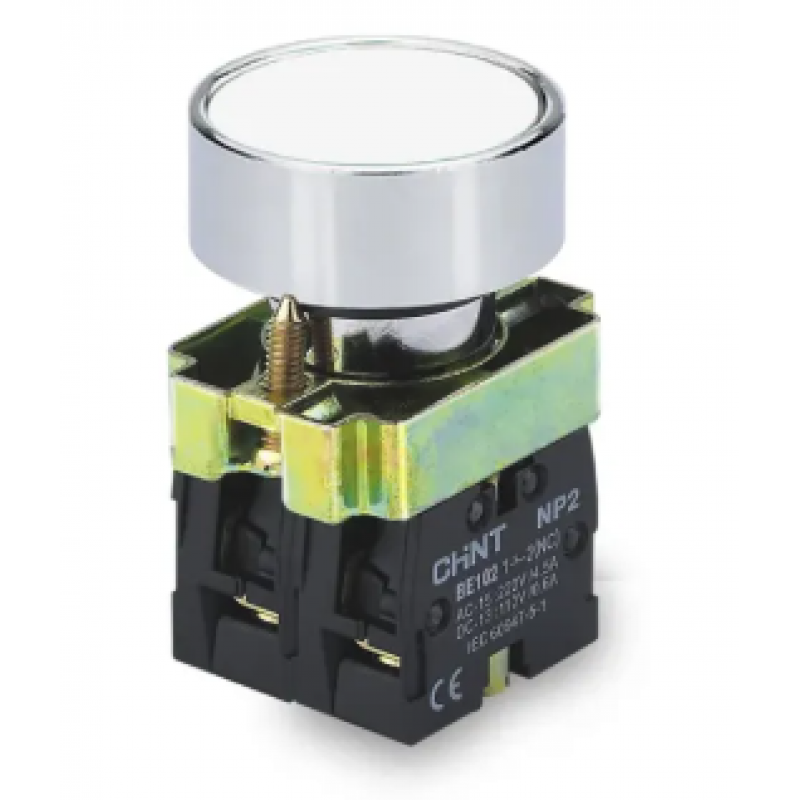 PULSADOR DE CUERPO METALICO DE 22 MM BLANCO CON CONTACTO NA