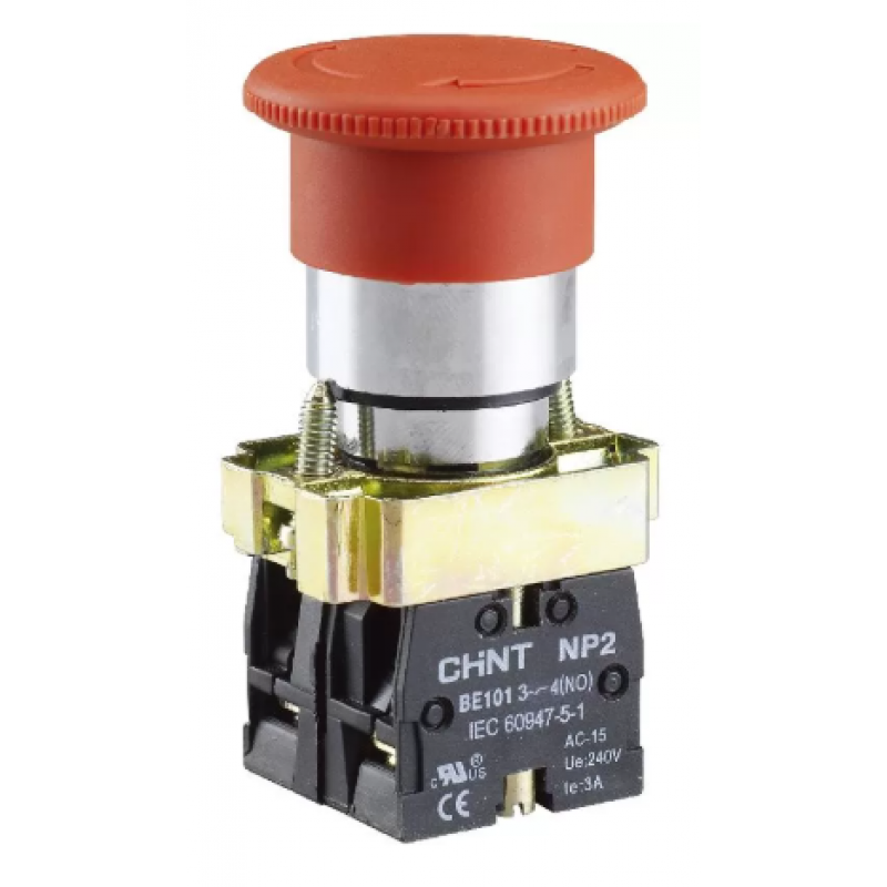 PULSADOR DE EMERGENCIA TIPO HONGO 40 MM COLOR ROJO – 2NC NP2- BS544