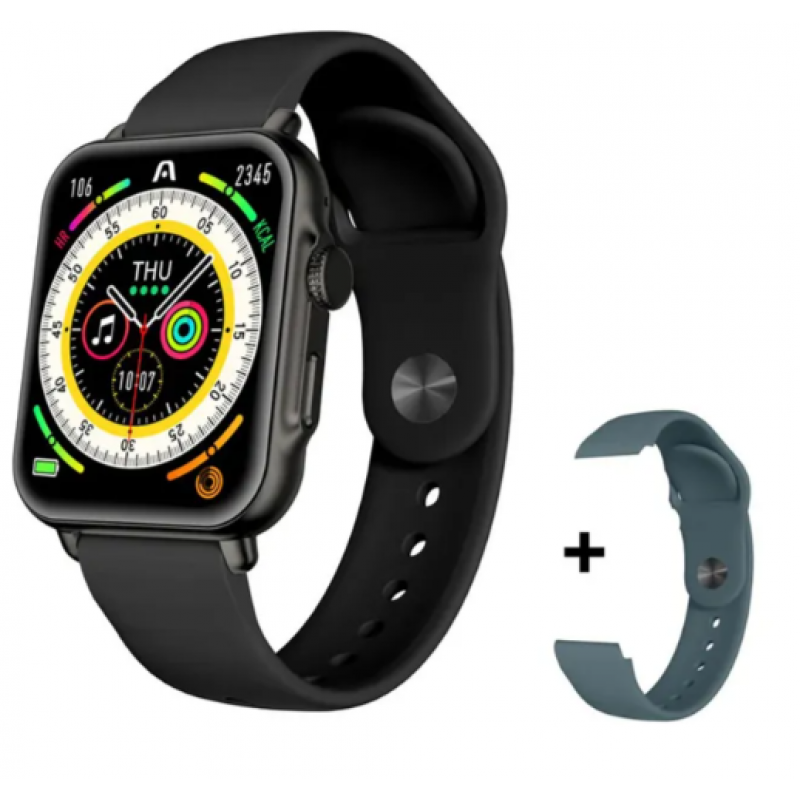 SMARTWATCH ARGOMTECH S55 BLACK ALUMINIUM 2 STRAPS INCLUIDED BLACK Y STEEL BLUE 1.96 IPS DISPLAY
