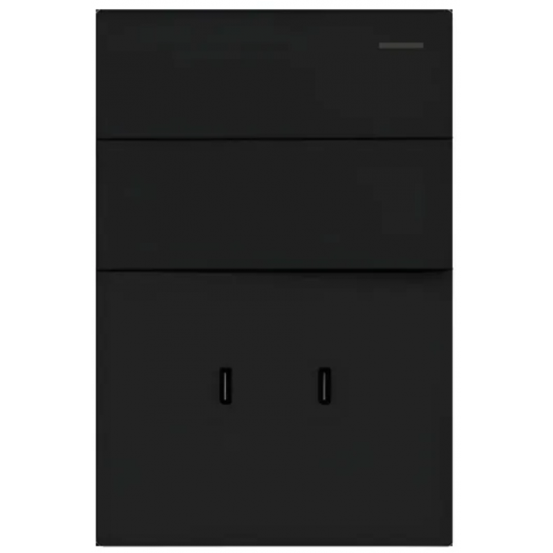 TECLA Y DOBLE USB-C MILAN NEGRO MACROLED, 2 CANALES, AC 250V, 10A MAX. BASTIDOR METALICO