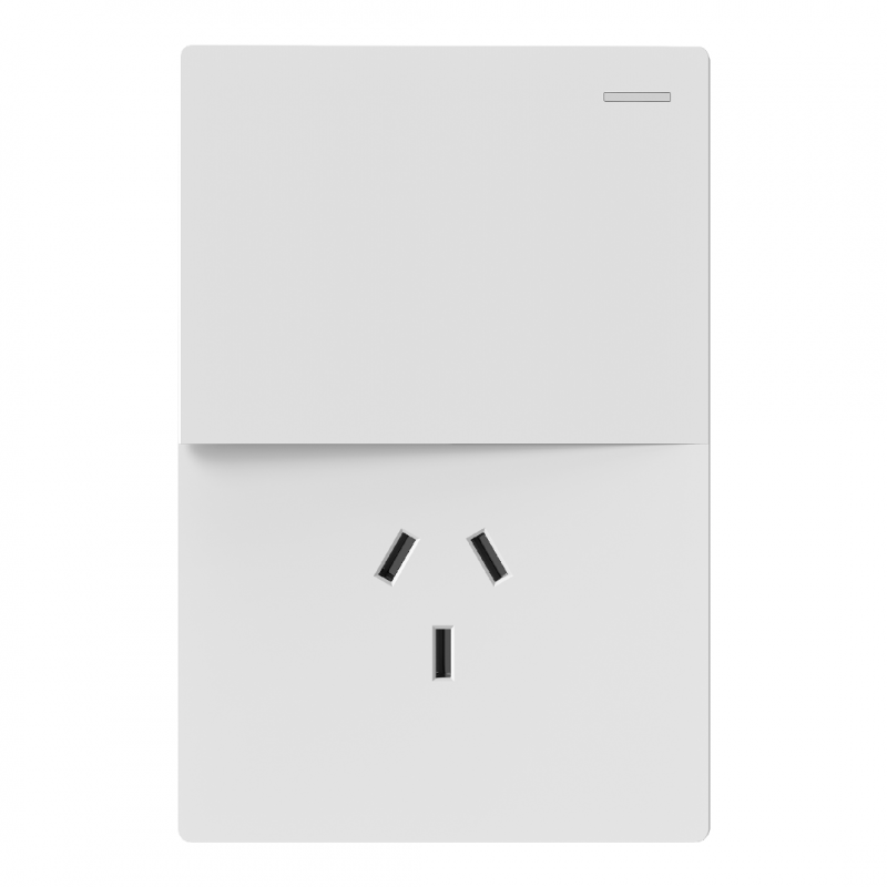 TECLA Y TOMACORRIENTE MILAN BLANCO MACROLED, 1 CANAL, AC 250V, 10A MAX. BASTIDOR METALICO