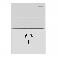 TECLA Y TOMACORRIENTE MILAN BLANCO MACROLED, 2 CANALES, AC 250V, 10A MAX. BASTIDOR METALICO