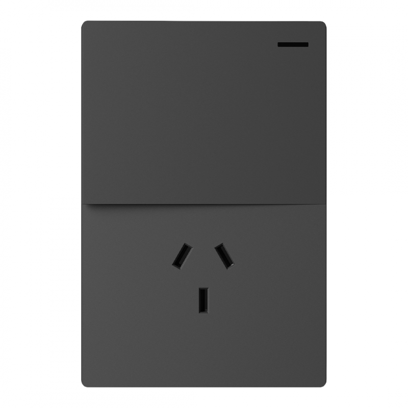 TECLA Y TOMACORRIENTE MILAN GRIS MACROLED, 1 CANAL, AC 250V, 10A MAX. BASTIDOR METALICO