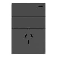 TECLA Y TOMACORRIENTE MILAN GRIS MACROLED, 2 CANALES, AC 250V, 10A MAX. BASTIDOR METALICO